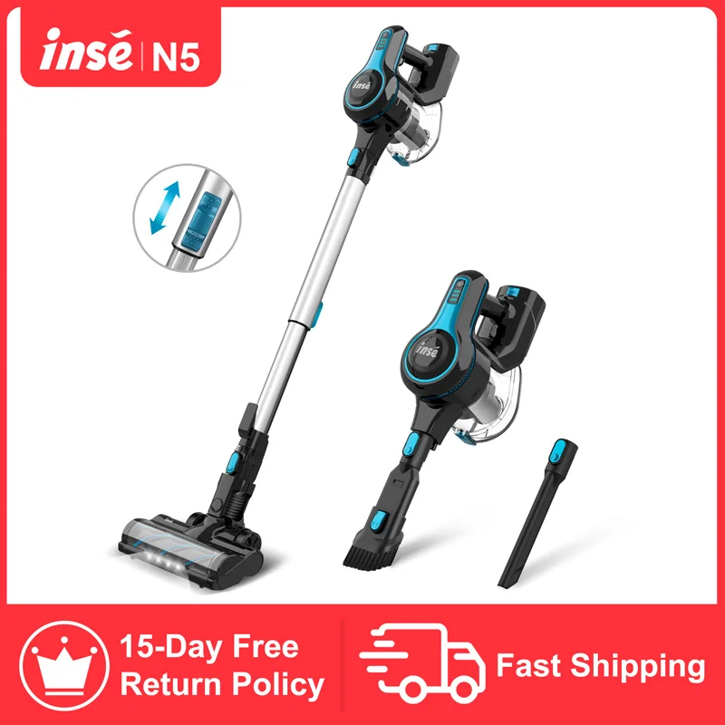 US $89.59 INSE Cordless Vacuum Cleaner Handy And Extendable Lightweight Quiet Powerful Suction 130W Rechargeable Stick Handheld Vacuum