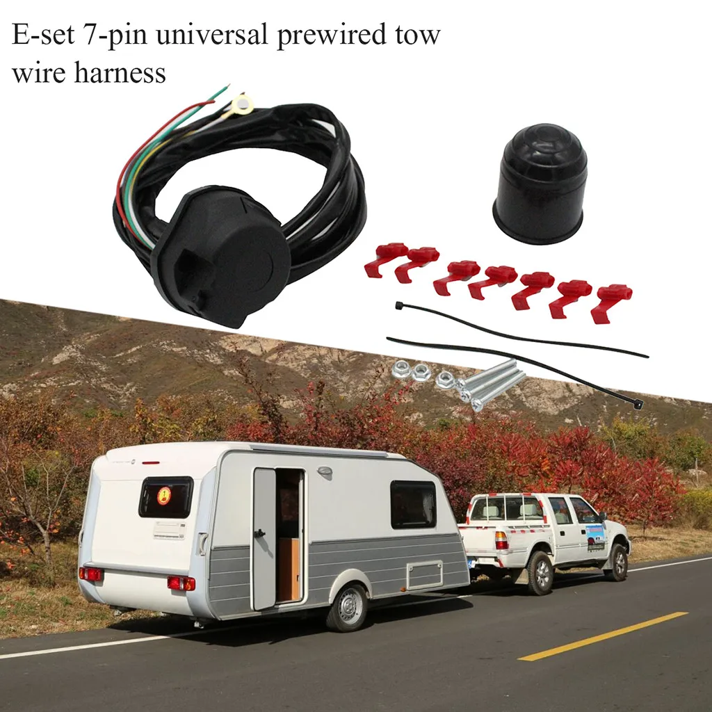 7 Poles Universal Trailer Cable Harness Adapters Plugs PVC material fastening screws wear resistance corrosion resistance 8X