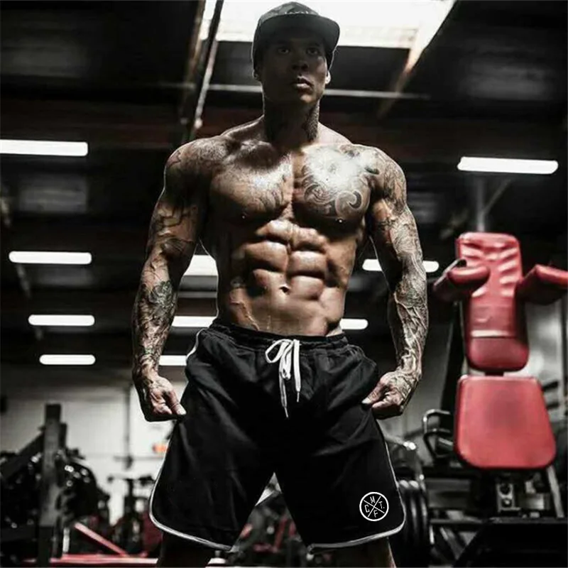 Брендовые Дышащие новые модные мужские повседневные шорты для тренажерного зала, удобные мужские шорты для фитнеса размера плюс, сетчатые спортивные шорты для бодибилдинга