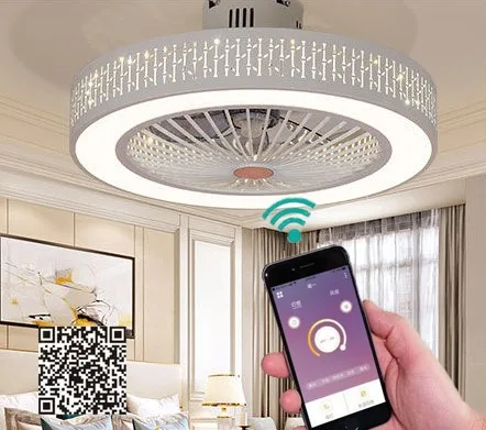 Rich Bamboo 55cm LED ceiling fan lamp light mobile phone app remote control modern invisible 55 50cm fans home decoration lighting circular round - Цвет лезвия: Rich Bamboo 55cm
