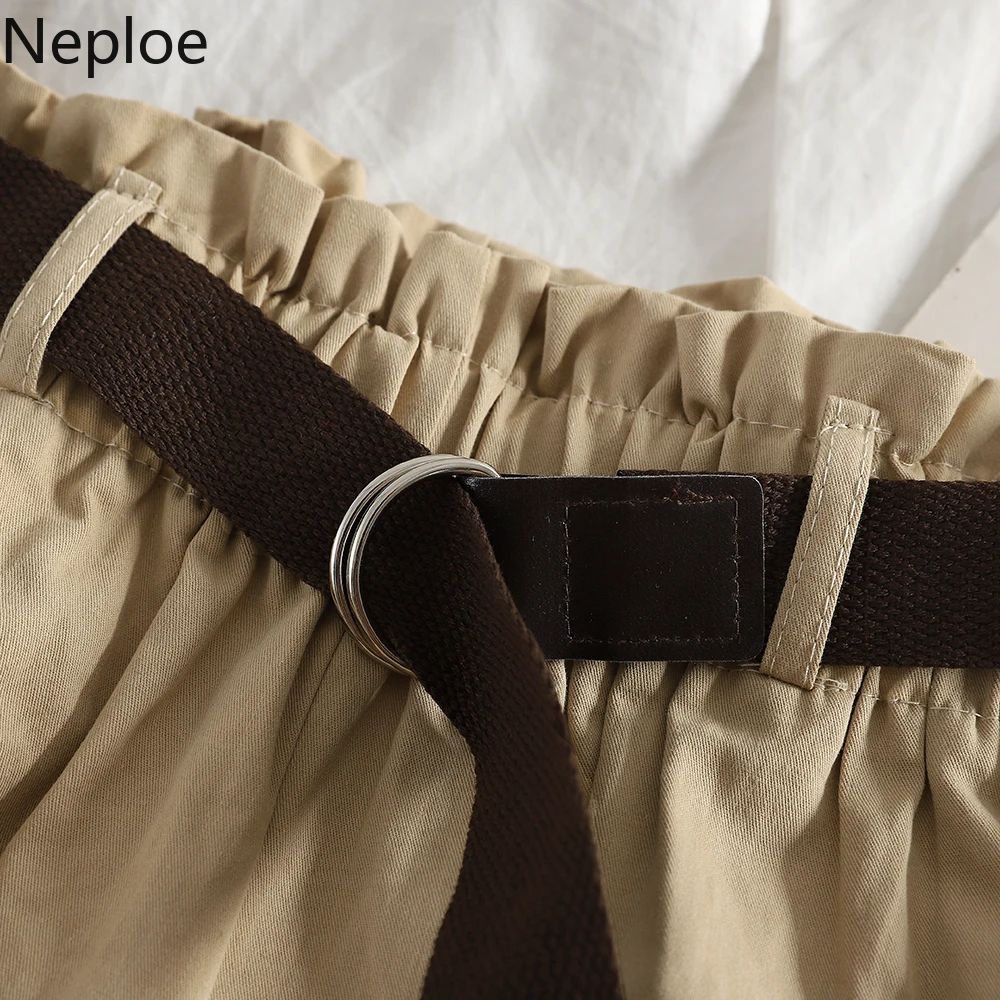 Neploe/корейские новые женские брюки с высокой талией, однотонные прямые брюки карго, Свободные повседневные штаны Harajuku, уличные джоггеры, Pantalon Mujer 90236