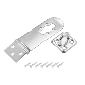 

uxcell Padlock Hasp Door Clasp Hasp Latch Security Safety Bolt Lock Latches 4-inch Stainless Steel 3pcs