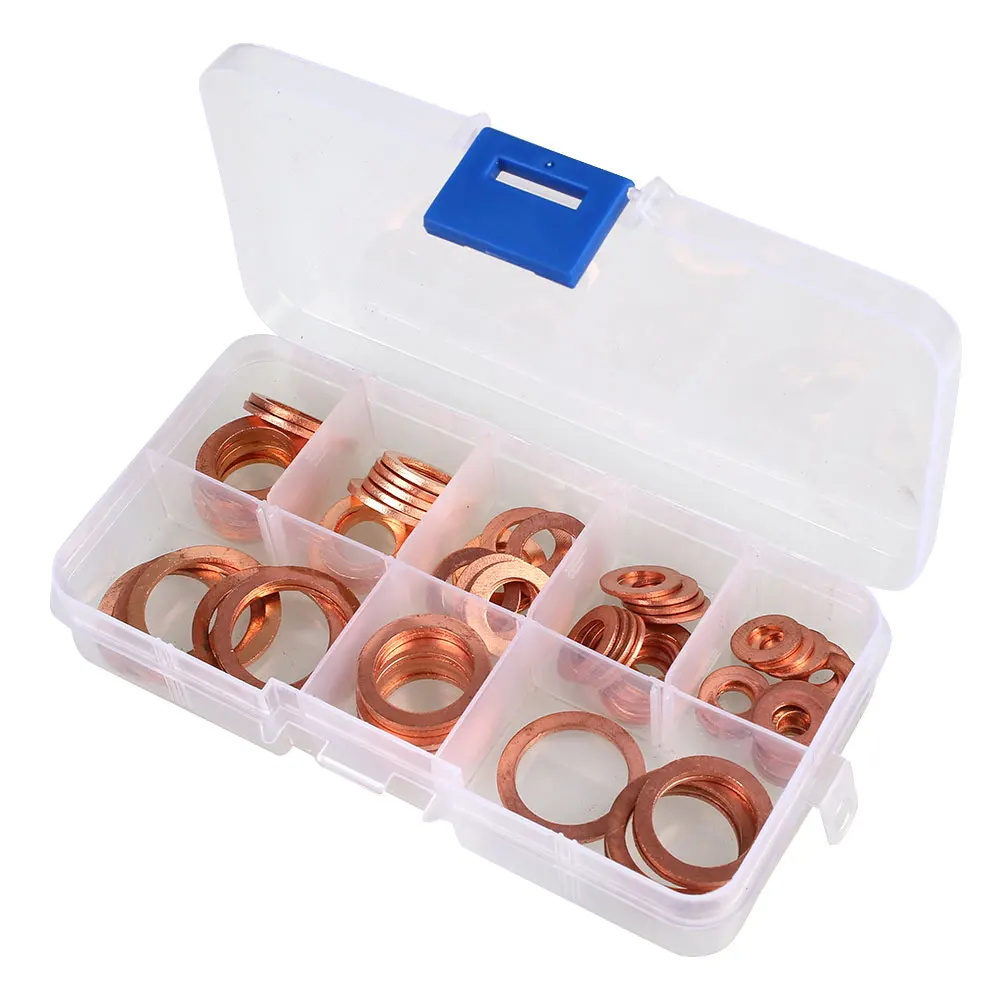 

80Pcs Assorted Copper Garage Engine Washer Kit Metal Sump Plug Set Kit