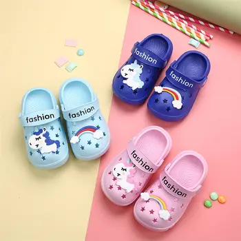 

Baby Slippers Sandals Summer Crocs Kitty Spidermen Unicorn Rainbow Superman Home Bath Slippers Beach
