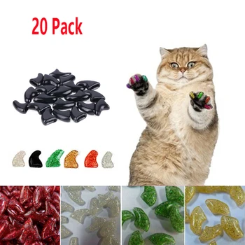 

20 Pack Cat Nail Caps Colorful Pet Cat Soft Claws Nail Covers for Cat Claws Comfortable Safe Easy To Apply Cat Nail Caps