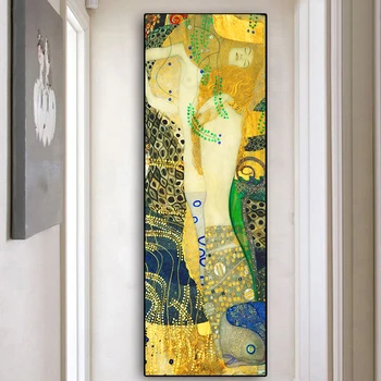 

Classic Artist Gustav Klimt Water Serpents Cuadros Oil Painting on Canvas Posters and Prints Art Wall Pictures for Home Decor