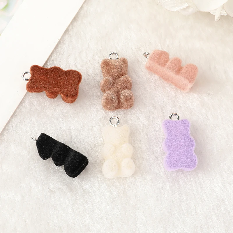 20Pcs Resin Gummy Bear Charms Flatback Necklace Keychain Pendant DIY Making