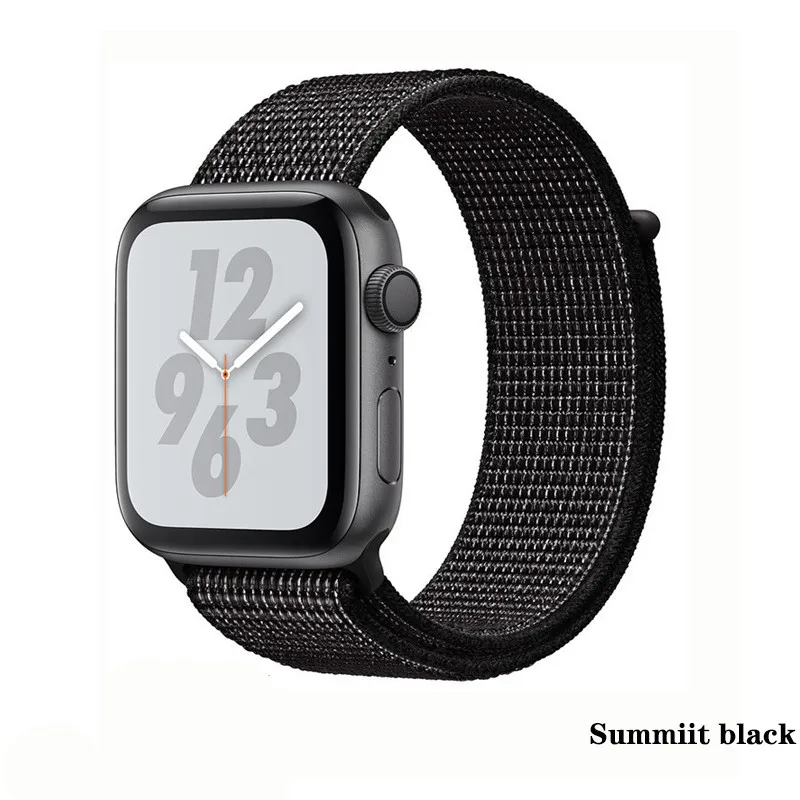 Summiit black Нейлон pulseira для apple watch band 4 44 мм 40 мм(iwatch 5) apple watch 3 2 1 ремешок 42 мм 38 мм дышащий браслет ремень аксессуары - Цвет ремешка: Summiit black