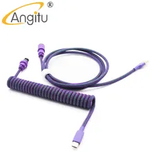 

Angitu Handmake Z shape Customized Mechanical Keyboard USB Cable Coiled USB to TYPE C Data Cables With Colored GX16 Aviator