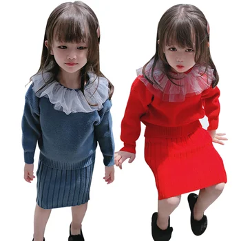 

Baby girl clothes sweater sweater knit vest dress two-piece thick warm sweater baby sweater knit vest suit