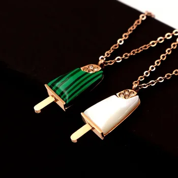 

Elegant Ice Cream Ice Cream Necklace Female Douyin Online Influencer Same Shell Popsicle Pendant Choker
