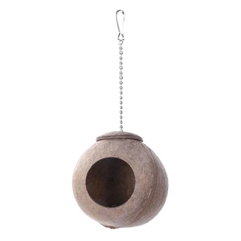 

Natural Coconut Shell Bird Nest House Hut For Pet Parrot Budgies Parakeet Cockatiels Conure Canary Finch Pigeon Cage Hamster Rat