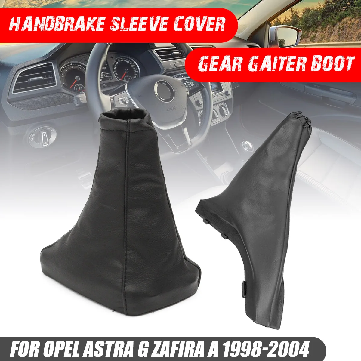 For Astra G 1998-2004 Pu Leather Handbrake Gear Shift Stick Boot Gaiter Gaitor Cover Coupe 2000-2004
