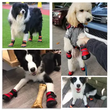 

4 Pcs Pet Dog Sport Shoes Boot Puppy Breathable Waterproof Anti-skid Hiking Pavement Prevent injuries Keep the paws clean 7 Size