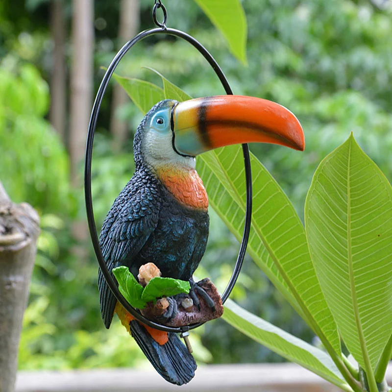 

Bird bird Artificial bird resin decoration garden Cute bird big mouth simulation model bird hoop hanging