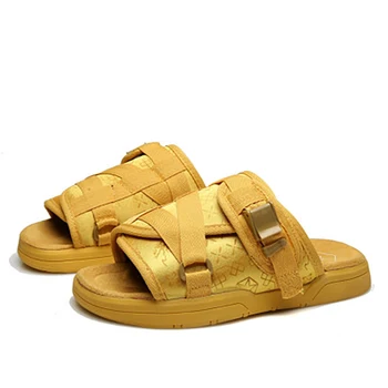 

2020 Fashionable Men Canvas PU Slippers Men Summer Sandals Comfortable Non Slip Beach Shoes Ladies SandalsLadies Brand Slipperss