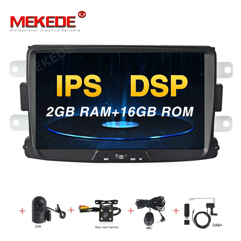 Android 9,0 4G+ 64G 1din ips DSP Автомобильный DVD стерео плеер для Duster Dacia Sandero Logan Dokker авто радио gps навигация - Цвет: 16G CAMERA DVR DAB