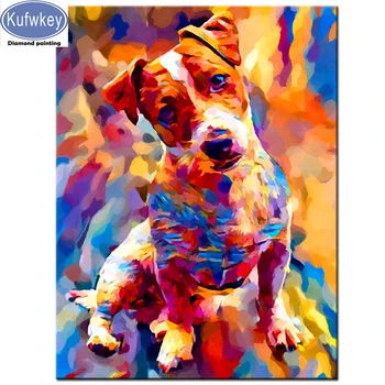 

5d Diy Diamond Paintings Jack Russell Terrier Dog 3d Diamond Pattern Picture Needlework cute pet Mosaic decor wall painting new