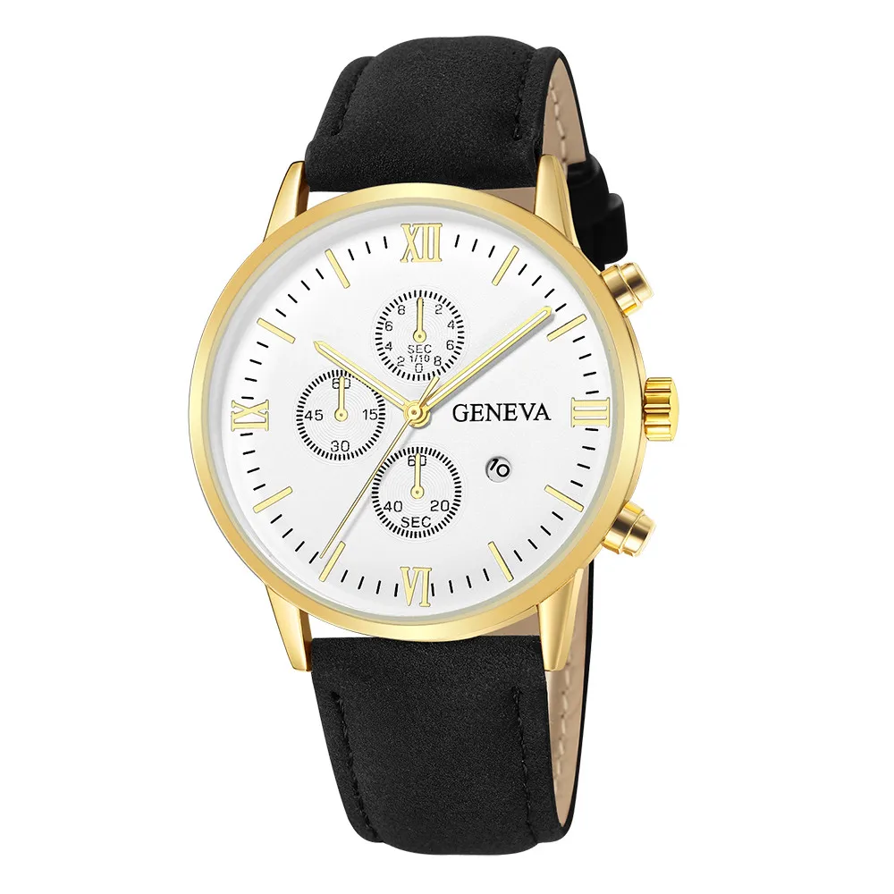 Горячая relogio модные часы женские часы GENEVA Мужские часы Дата синтетические кожаные кварцевые часы наручные часы relogio masculino# A