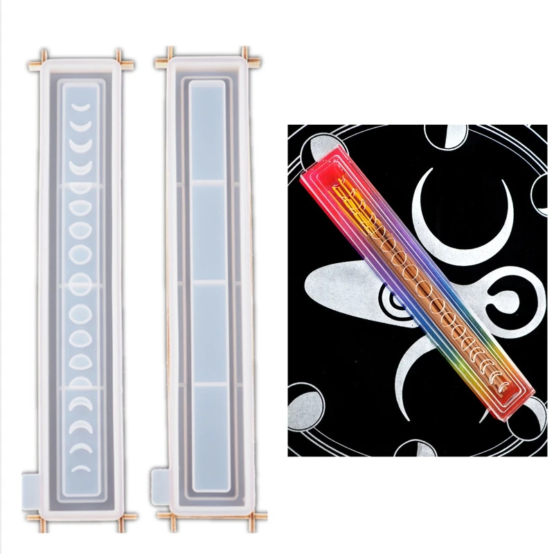 iSuperb 2 piece Star Moon Phase Resin Molds Aroma Stick Holder Ash Catcher Rectangle Oval Incense Burner Line Board Insert Plug-in Crystal Casting Jewelry Making Molds