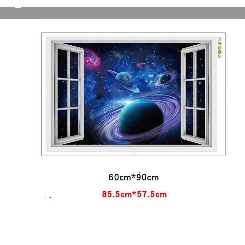 Wall-Stickers3D, звезда, наклейки на стену, фальшивое окно, дельфин, Акула, спальня, гостиная, декоративная живопись, Декор