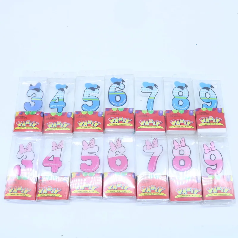 

Digital 0-9 Pink/Blue Bow Kids Creative Digital Smokeless Baking Digital Candles Birthday Party for Kids Girls Boys Birthday