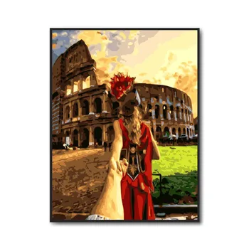 

Painting By Numbers DIY Dropshipping 40x50 50x65cm Couple's back holding hands Figure Canvas Wedding Decoration Art picture Gift