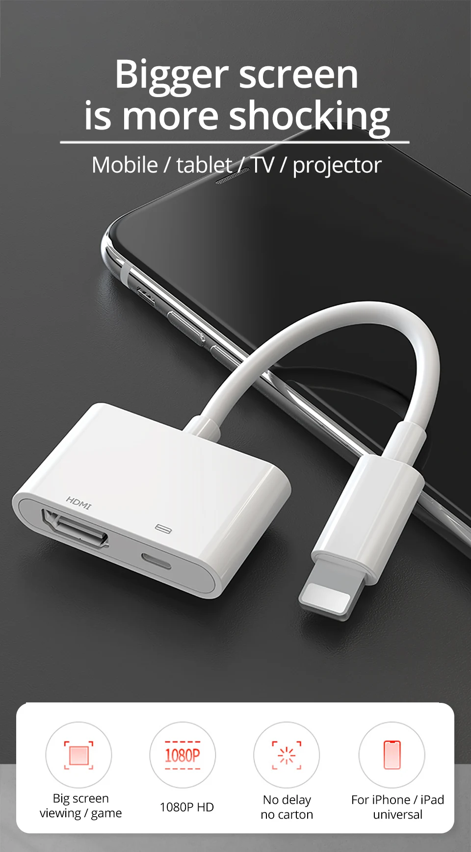 PZOZ для iphone аксессуары для мобильных телефонов освещение для HDMI Женский адаптер подключи и играй для ipad Многофункциональный VGA адаптер аудио