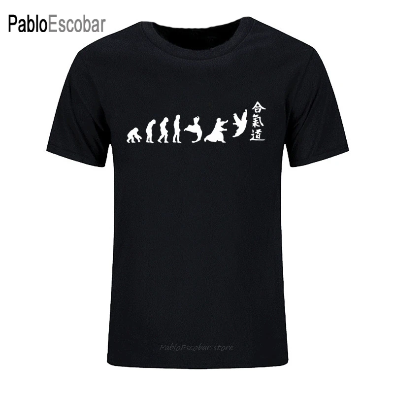 Aikido Evolution T Shirts Men shubuzhi Summer Style Fashion Funny Printed T-shirts Short Sleeve Casual printing clothing | Мужская