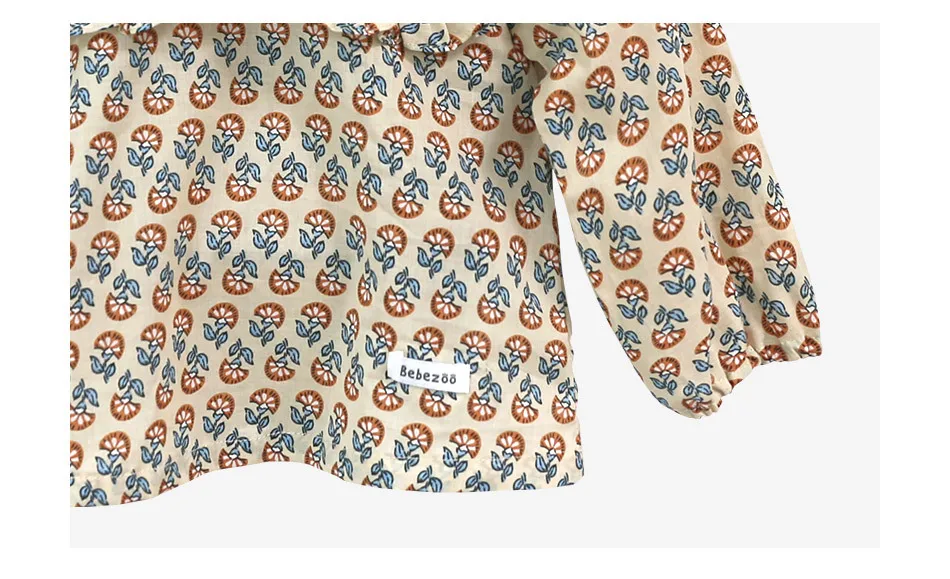 Babe Progenitor, Южная Корея, детская одежда, осень, пасторальный стиль, чистый хлопок, для девочек, маленькая Цветочная рубашка, большой лепестковый воротник, свободный-Fi