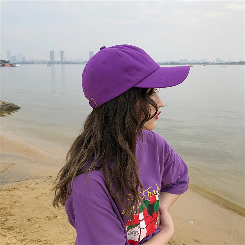 Корейская Новинка, ретро однотонная фиолетовая бейсбольная кепка для мужчин и женщин, Корейская Студенческая Повседневная Кепка