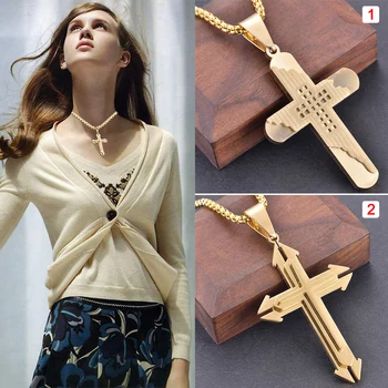 

Men Necklace Chain Pendant Cross Shape Jewelry Fashion Decoration Gifts for Party d88