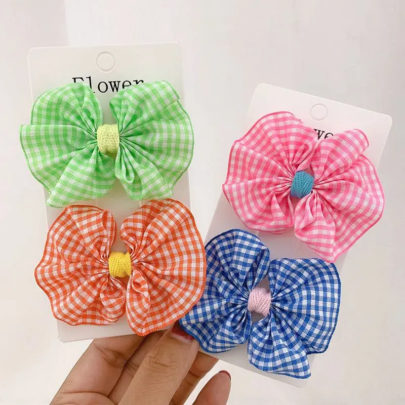 

Fresh Plaid Flower Hair Clips for Girls 4pcs/set Bows Hairpins Children 1.97 Inches Barrettes Kids Hair Accessories