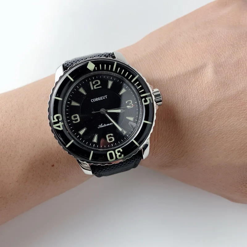 Брендовые мужские часы CORGEUT, автоматические механические часы 45 мм, спортивные часы Fifty, кожаные повседневные Ретро часы, наручные часы