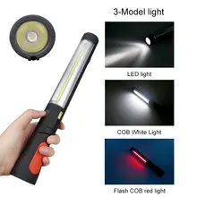 3 режима COB светодиодный светильник для работы в гараже, лампа для кемпинга, наружный USB Перезаряжаемый флэш-светильник, магнитное основание и крючок