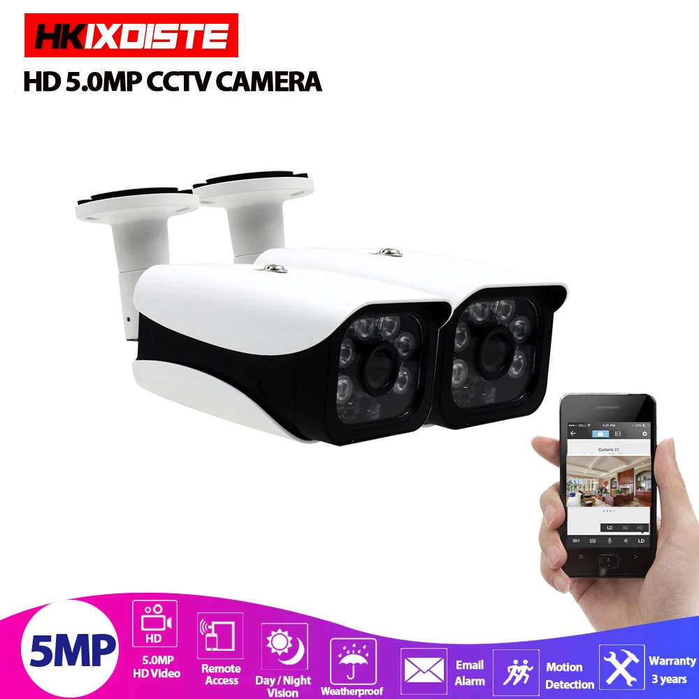 

5MP Ultra HD AHD Camera Outdoor Waterproof Infrared Night Vision Onvif CCTV Video Surveillance Security P2P Email Motion Detect