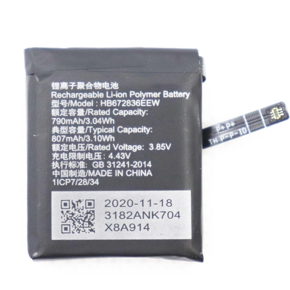 

20pcs/lot 790mah HB672836EEW battery for huawei GS PRO watch battery