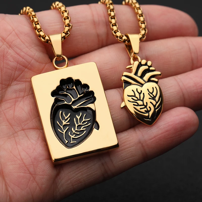 2020 Puzzel Sieraden Tale rechtoek Collares Anatomisch Hart Ketting Vrouwen Valentijnsdag подарок Rvs Hanger Collares|Ожерелья с