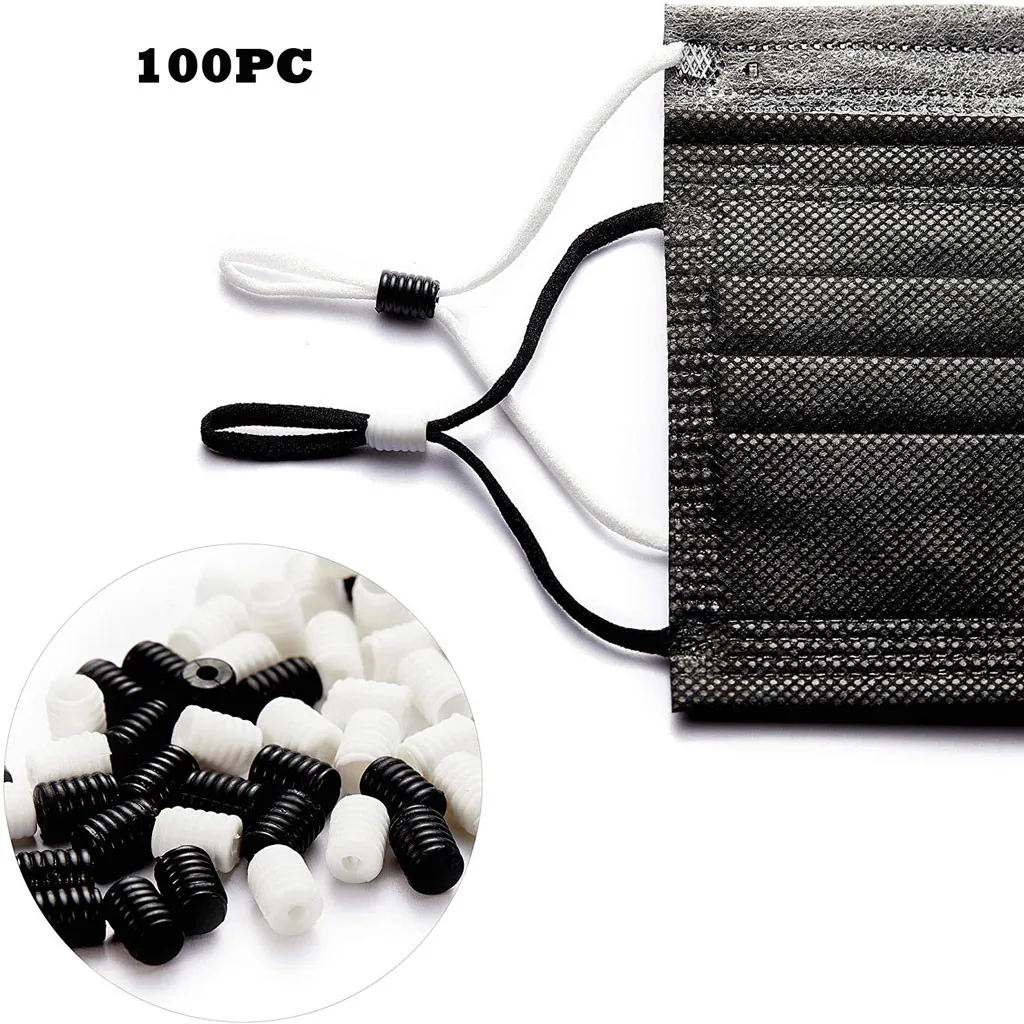 

50/100pcs Plastic Silicone Flat Buckle Spiral Buckle Mask Stopper Adjustment Buckle Mask Elastic Band Cord Lock Stopper Tools