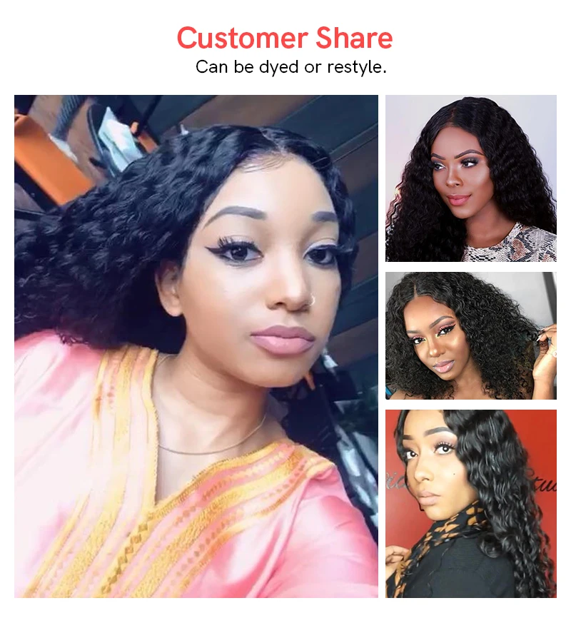 Addbeauty Deep Wave Human Hair Wigs Lace Closure Wig 4x4 HD Transparent Lace Wig Brazlian Virgin Human Hair Pre-Plucked 250%