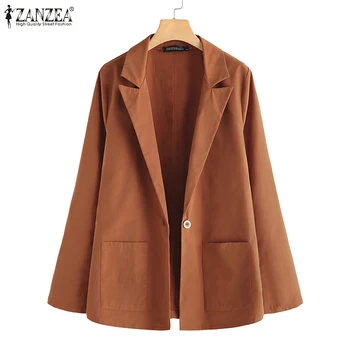 

Blazers Women Spring Autumn Blazer ZANZEA Plus Size Female Casual Solid Outwear Long Sleeve Lady Work Blazers Thicken Overcoat 7