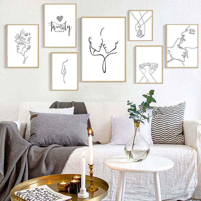 Nordic Canvas Painting Figure-Line Drawing-Posters Art-Picture Wall-Art Prints Living-Room