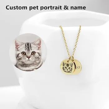 

Custom Portrait Dog necklace, personalise Mom Pet Gift Pet Memorial Dog cat Jewelry Dog Grandpa Best Friend Christmas Gifts