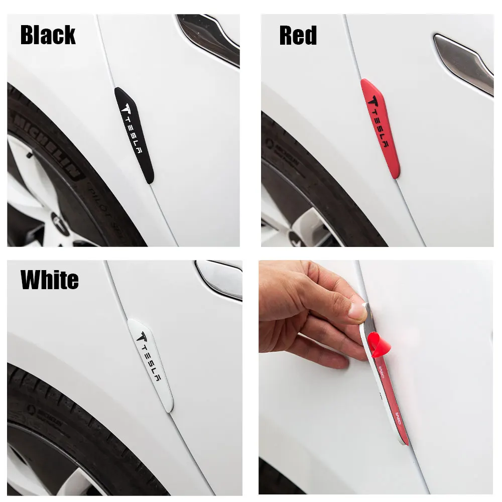 

Car Side Door Edge Protection Guards Trim Stickers For Tesla Model 3 X S 4pcs