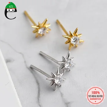 

ElfoPlataSi Minimalist 925 Sterling Silver Fashion Star Zircon Stud Earrings For Women Wedding Christmas S925 Jewelry DA1310