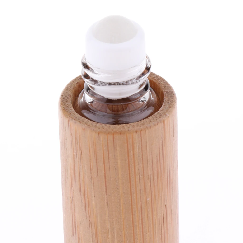 1Piece 10 ml /15ml Natural Bamboo Refillable Empty Essential Oils Makeup Roll-on Bottle Travel Sample Bottle 
