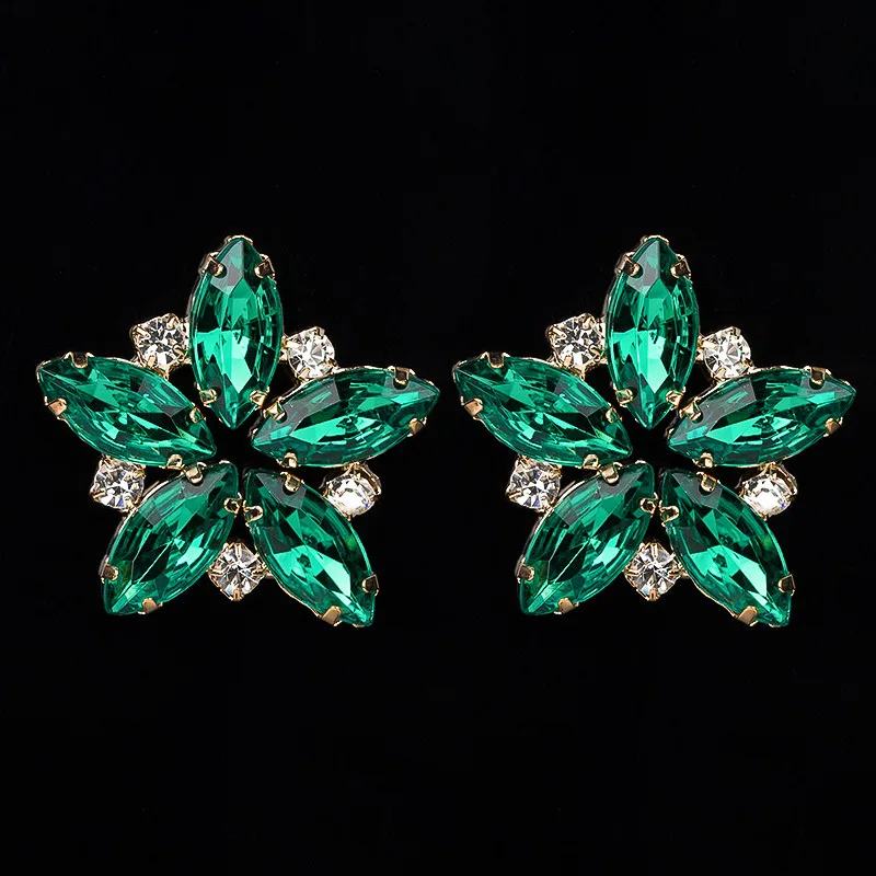 Bague Ringen, корейский стиль, модные серьги-гвоздики, изумрудные серьги для женщин, в форме цветка, серебро 925, ювелирное изделие, Подарок на годовщину