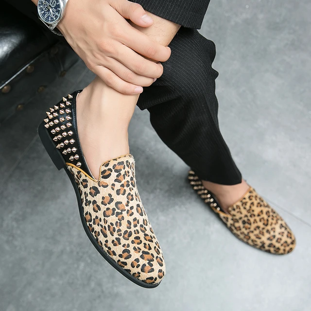 New Handmade Leopard Men Red Bottom Loafers Gentleman Luxury Fashion Stress  Shoes Party sequin shoes Men Casual Shoes - AliExpress