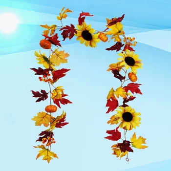 

1Pc Simulated Pumpkin Maple Rattan Autumn Maple Leaves Rattan Sunflower Berries Decoration Ornament Pendant for Thanksgiving Chr