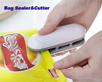 

Bag Sealer Heat Sealer and Cutter Use New Alkaline batteries Mini Handheld Heat Sealing Machine Mini Food Sealer With Hook